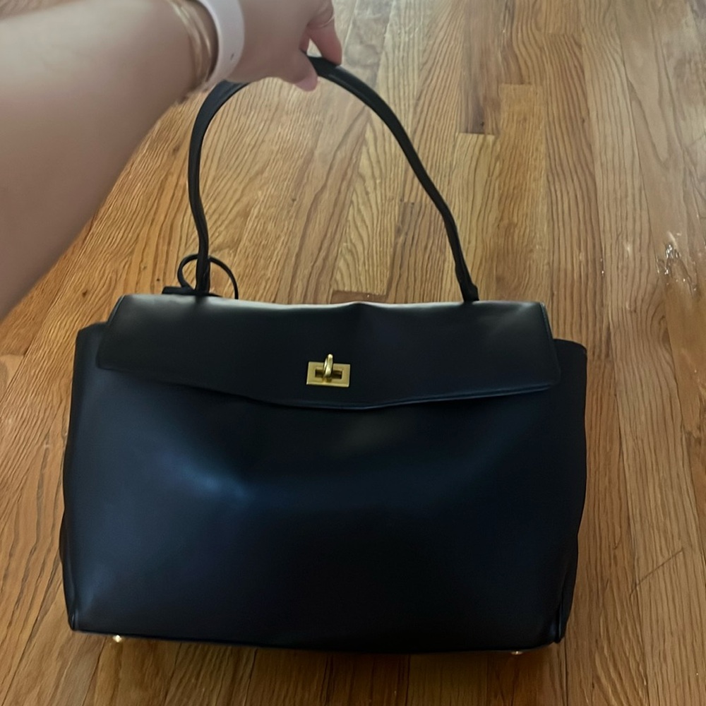 Black faux leather bag